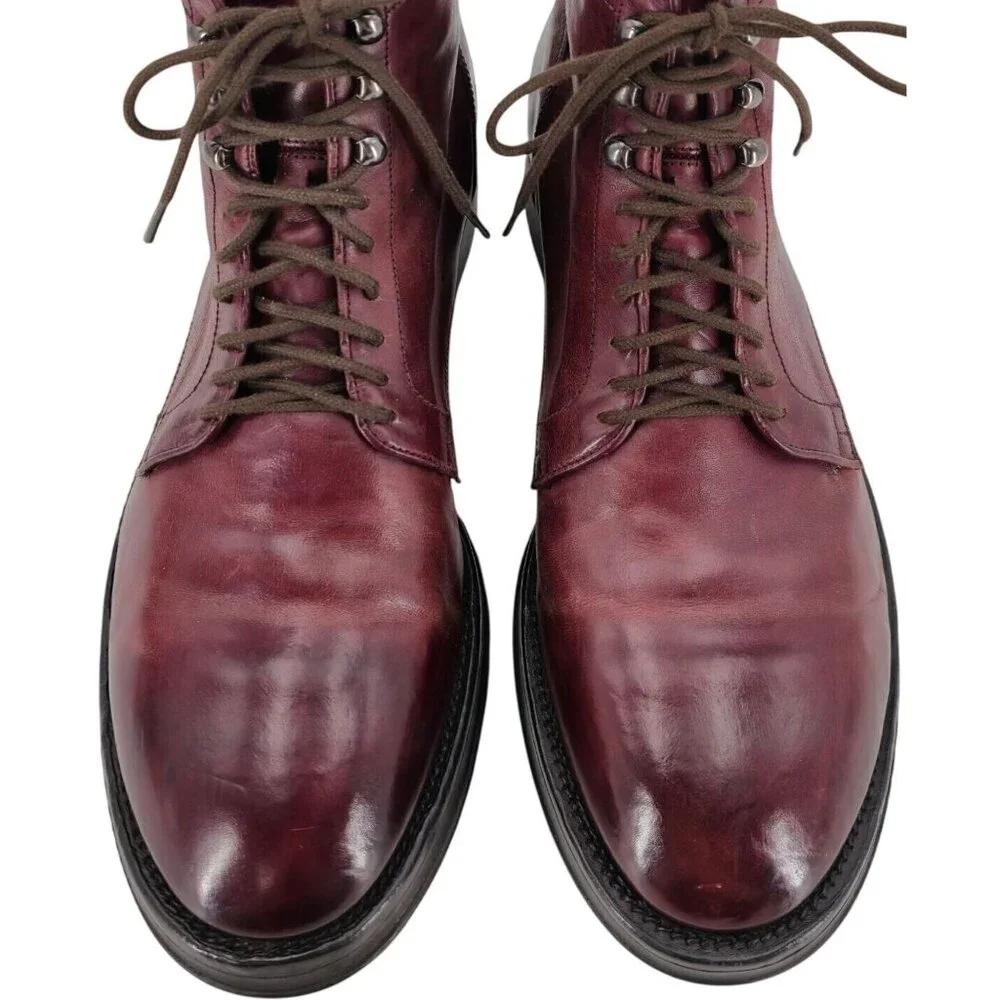 Alberto Fasciani Italy Burnished Burgundy Combat Boots Mens 9 Casual Dress Boots - Picture 2 of 14